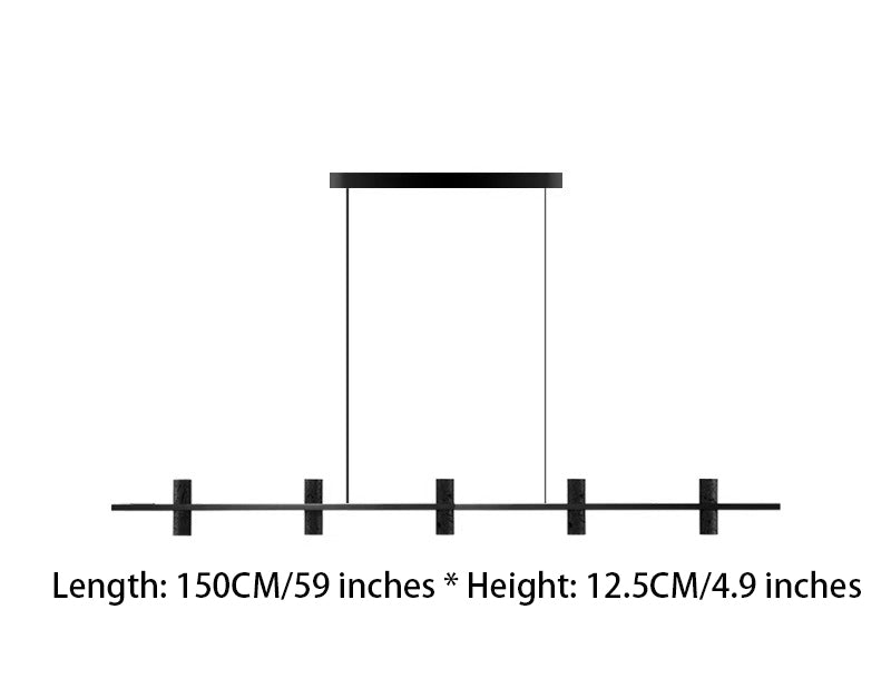 1. Modern LED Copper Black Stone Linear Island Pendant Light – Sleek Minimalist Design with Rustic Charm