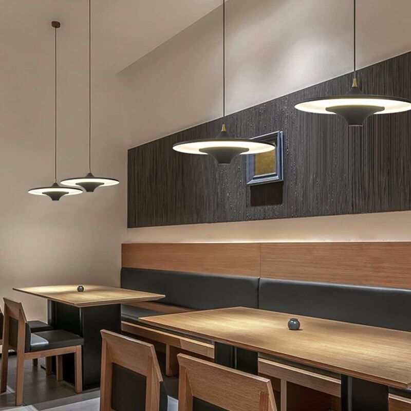 1-Light UFO Pendant Light 13.8'' - Round LED Metal Hanging Lighting, Small Spaceship Style for Bar