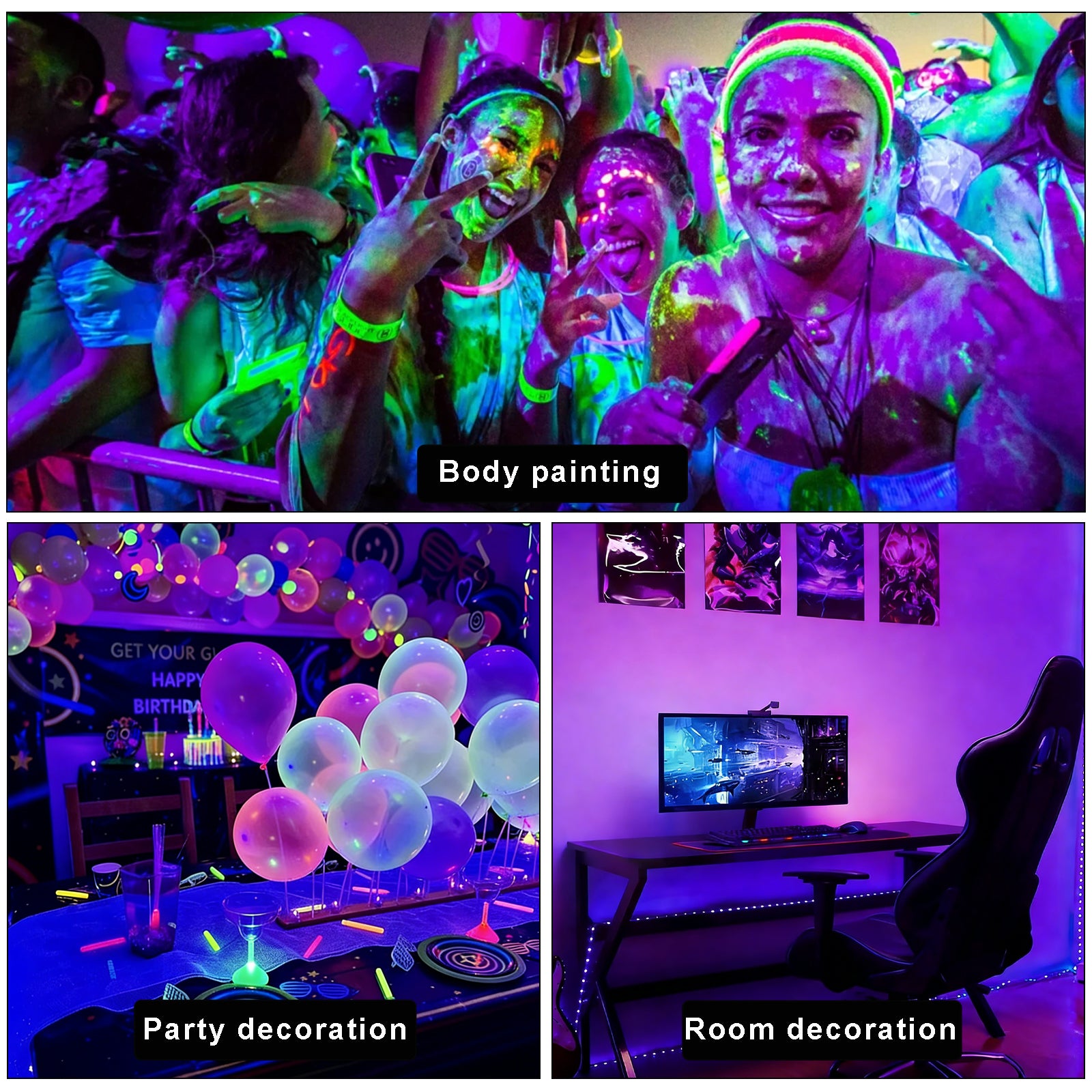 6.6FT UV Light Strip,120 LEDs Black Light LED Strip with Switch,Powered by USB,5V UV LED Strip Lights for TV Backlight, Halloween, Body Paint & Vaseline Glass Illumination