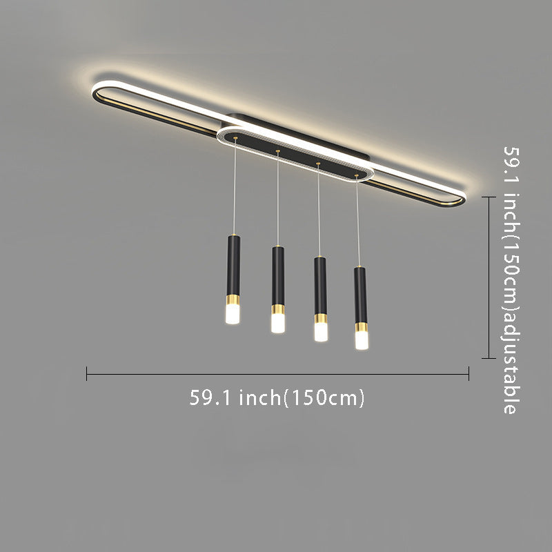 Modern Long Circular Three Step Dimming LED Hanging Ceiling Light Fixture