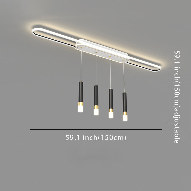 Modern Long Circular Three Step Dimming LED Hanging Ceiling Light Fixture