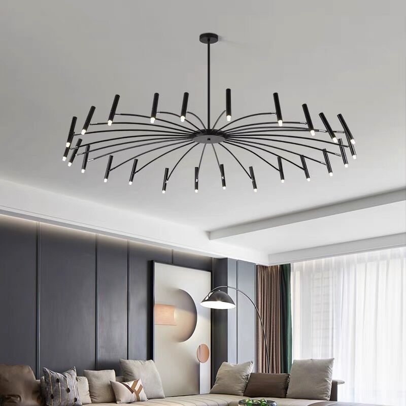 Sleek Adjustable Metal LED Chandelier with Tri-Mode Dimming