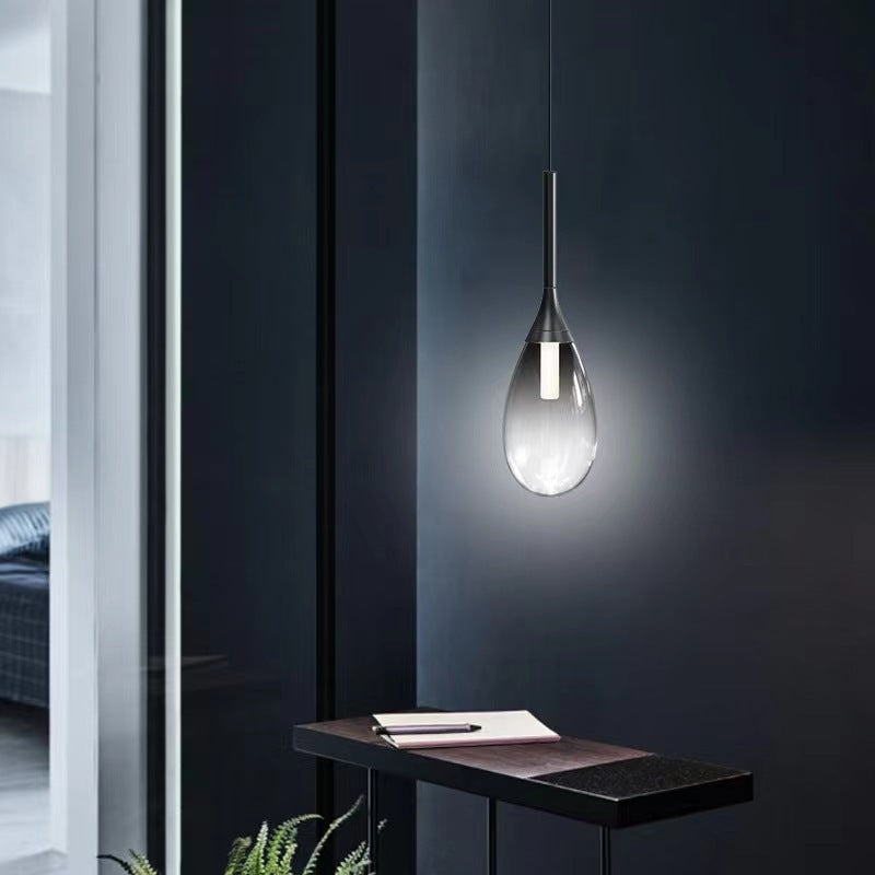 Modern 1 Light Teardrop Glass Pendant Light – Amber/Smoke Gray LED