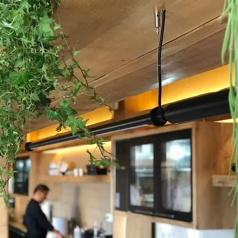 47.2 inch Minimalist Linear Pendant Light,Black Acrylic LED Fixture