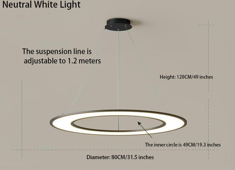 Planet Rings LED Pendant Light in Black/White – Modern Geometric Design with Dimmable Lighting & Sleek Aesthetic