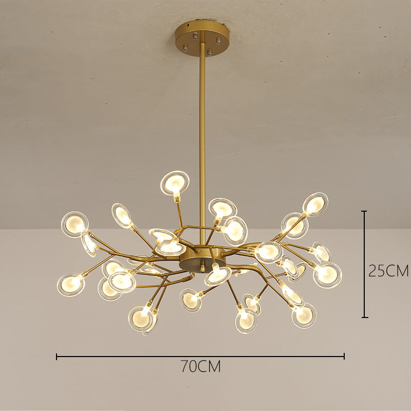 Modern LED Firefly Chandelier - Contemporary Sputnik Ceiling Light with Crystal Accents