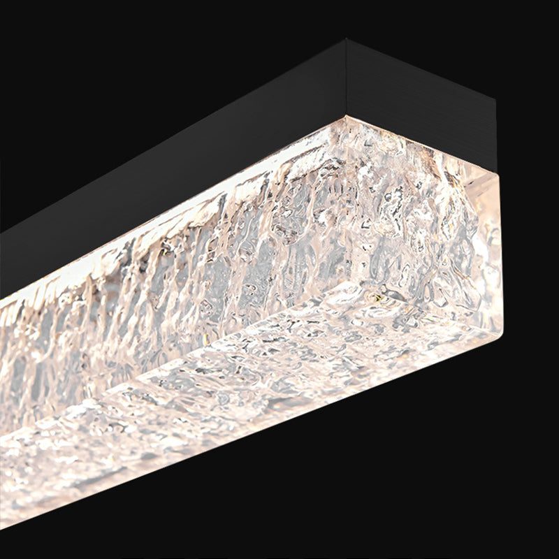 47.24'' 1-Light Linear LED Dimmable Pendant Light with Ice-Crack Resin Shade - Stainless Steel, Black/Bronze for Kitchen Island, Dining Room