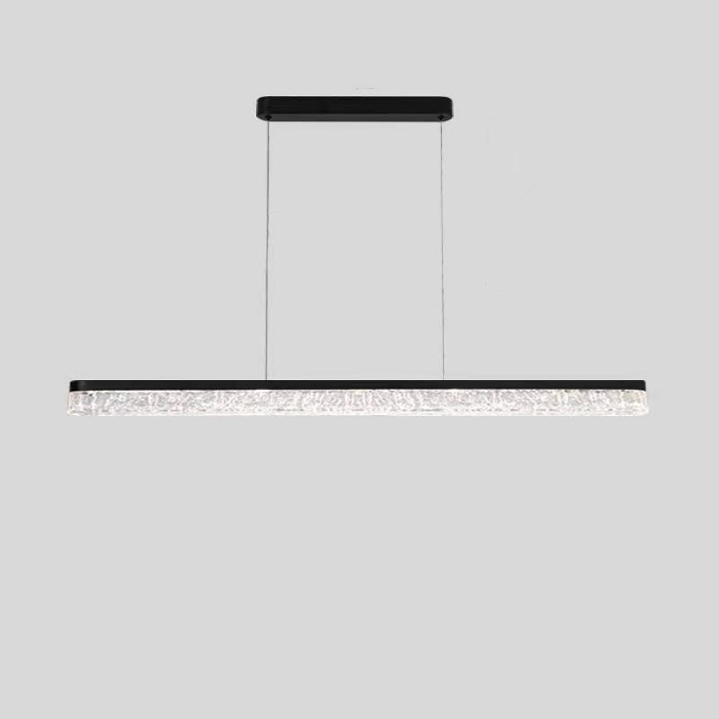 47.24-In 1-Light Linear Black Pendant Light - Stainless Steel with Ice-Crack Resin Shade, Dimmable LED for Kitchen Island & Dining Room
