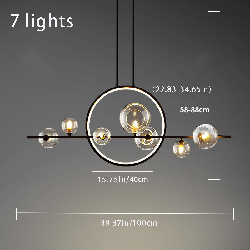 Postmodern Moon Bubble Chandelier – Sleek Black Glass LED Pendant for Dining Rooms