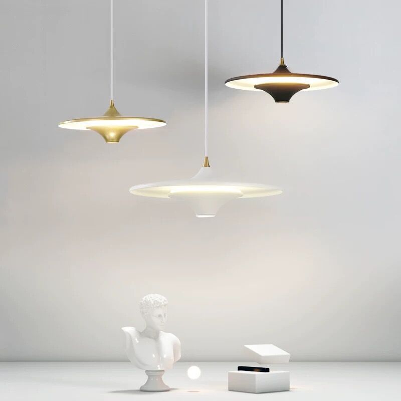 1-Light UFO Pendant Light 13.8'' - Round LED Metal Hanging Lighting, Small Spaceship Style for Bar