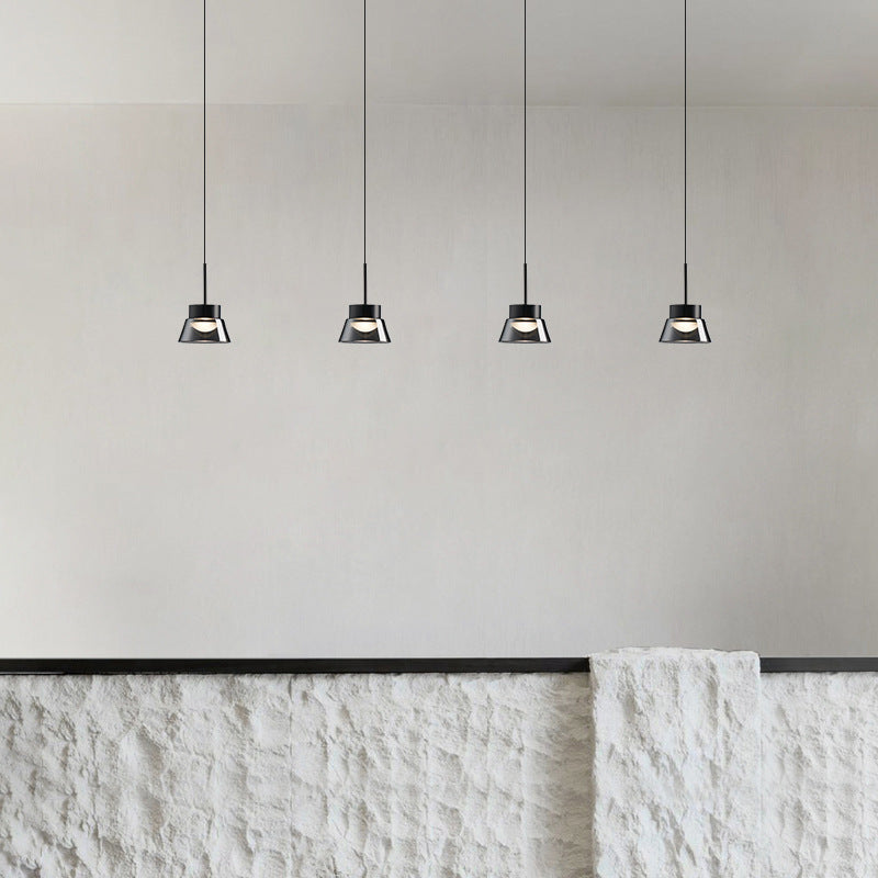 1/2-Light Smoked Gray Glass Pendant Lamp - LED Island Chandelier, Black Hanging Light for Bedroom