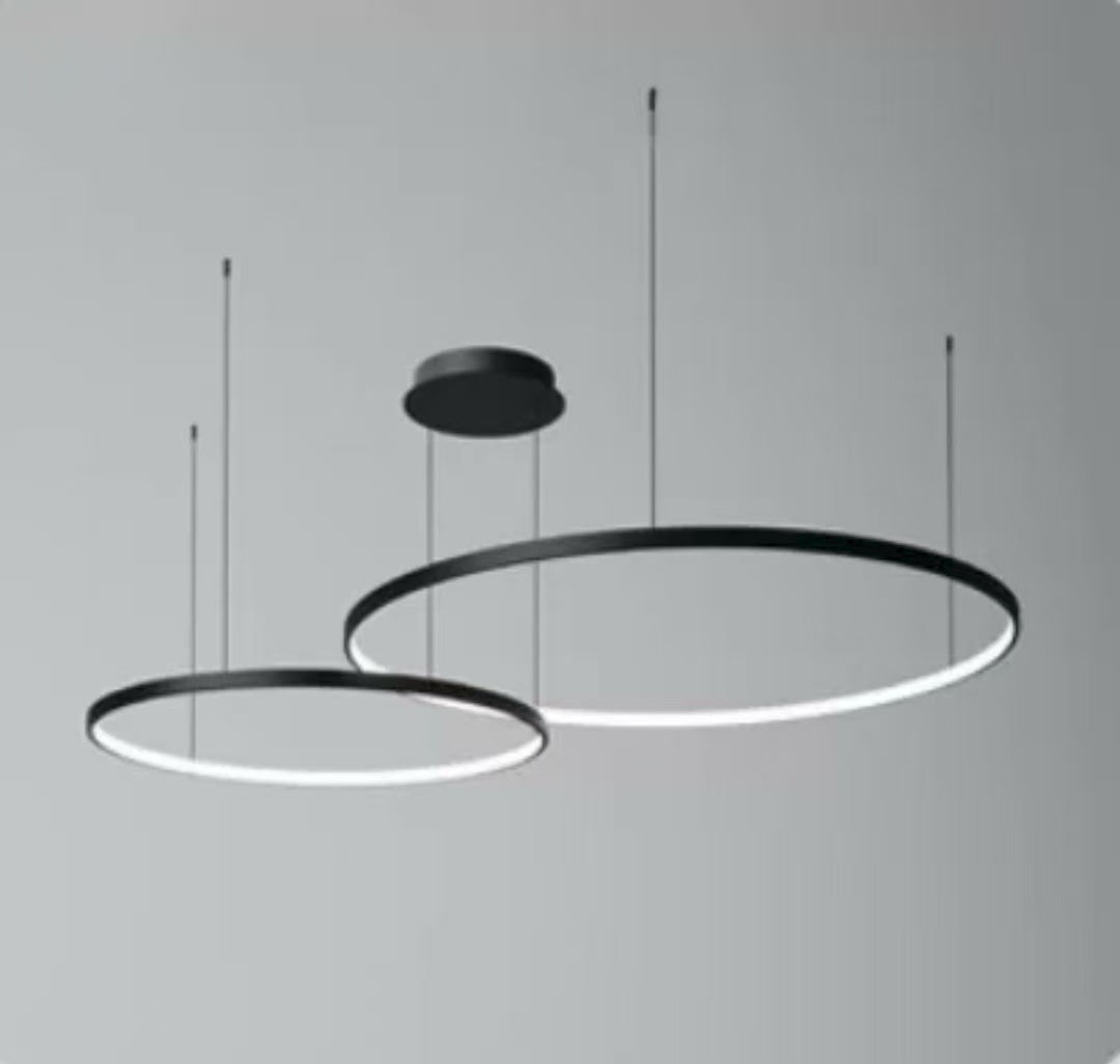 Sleek Black Ring Design LED Chandelier Pendant – Elegant Lighting Fixture