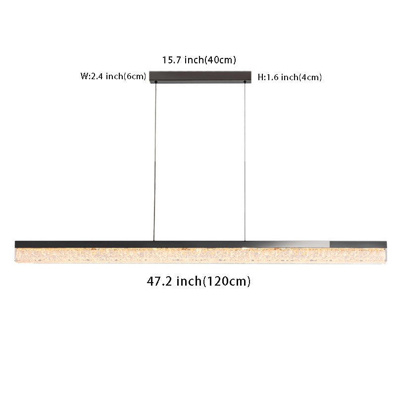 47.24'' 1-Light Linear LED Dimmable Pendant Light with Ice-Crack Resin Shade - Stainless Steel, Black/Bronze for Kitchen Island, Dining Room