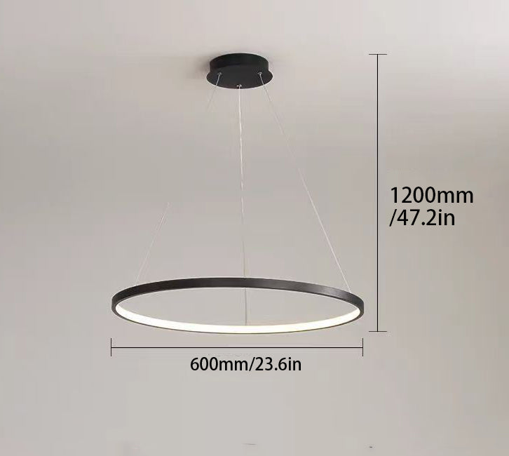 Sleek Black Ring Design LED Chandelier Pendant – Elegant Lighting Fixture