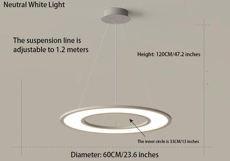 Planet Rings LED Pendant Light in Black/White – Modern Geometric Design with Dimmable Lighting & Sleek Aesthetic