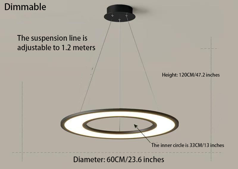 Planet Rings LED Pendant Light in Black/White – Modern Geometric Design with Dimmable Lighting & Sleek Aesthetic