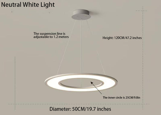 Planet Rings LED Pendant Light in Black/White – Modern Geometric Design with Dimmable Lighting & Sleek Aesthetic
