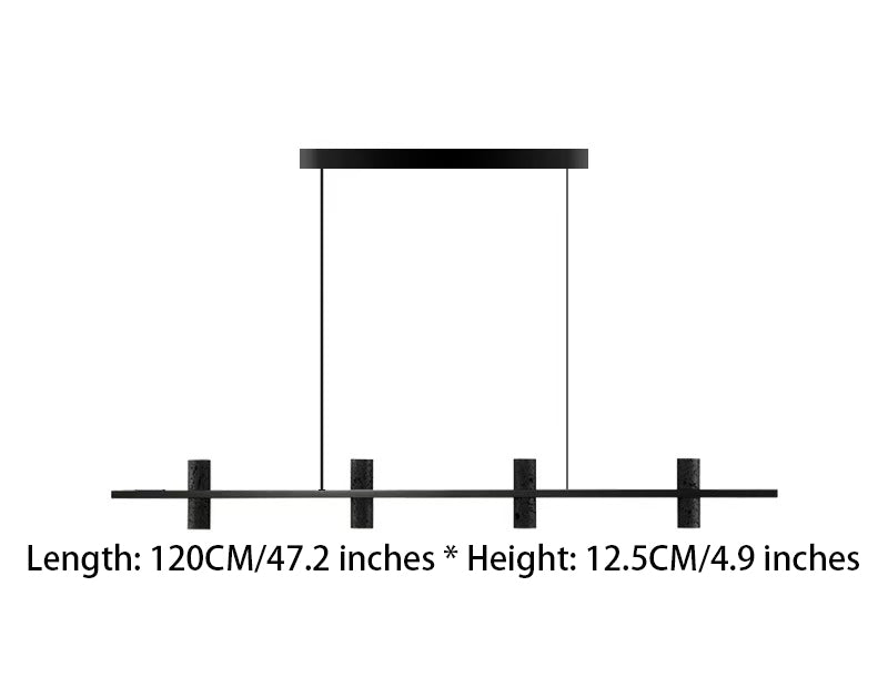 1. Modern LED Copper Black Stone Linear Island Pendant Light – Sleek Minimalist Design with Rustic Charm