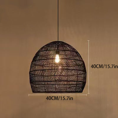 Dome-Shaped Rattan Woven Pendant (15.7-/19.7-Inch W) – Versatile Sizes for Every Room