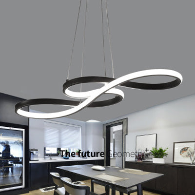 Scandinavian Ribbon LED Chandelier - Modern Geometric Pendant Light for Dining Room