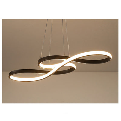 Scandinavian Ribbon LED Chandelier - Modern Geometric Pendant Light for Dining Room
