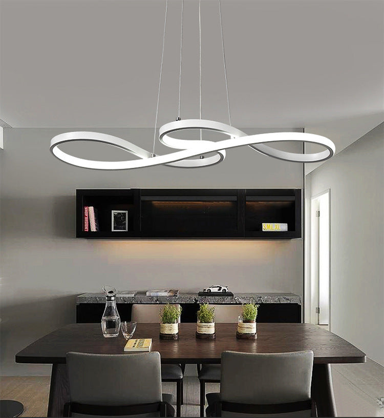 Scandinavian Ribbon LED Chandelier - Modern Geometric Pendant Light for Dining Room