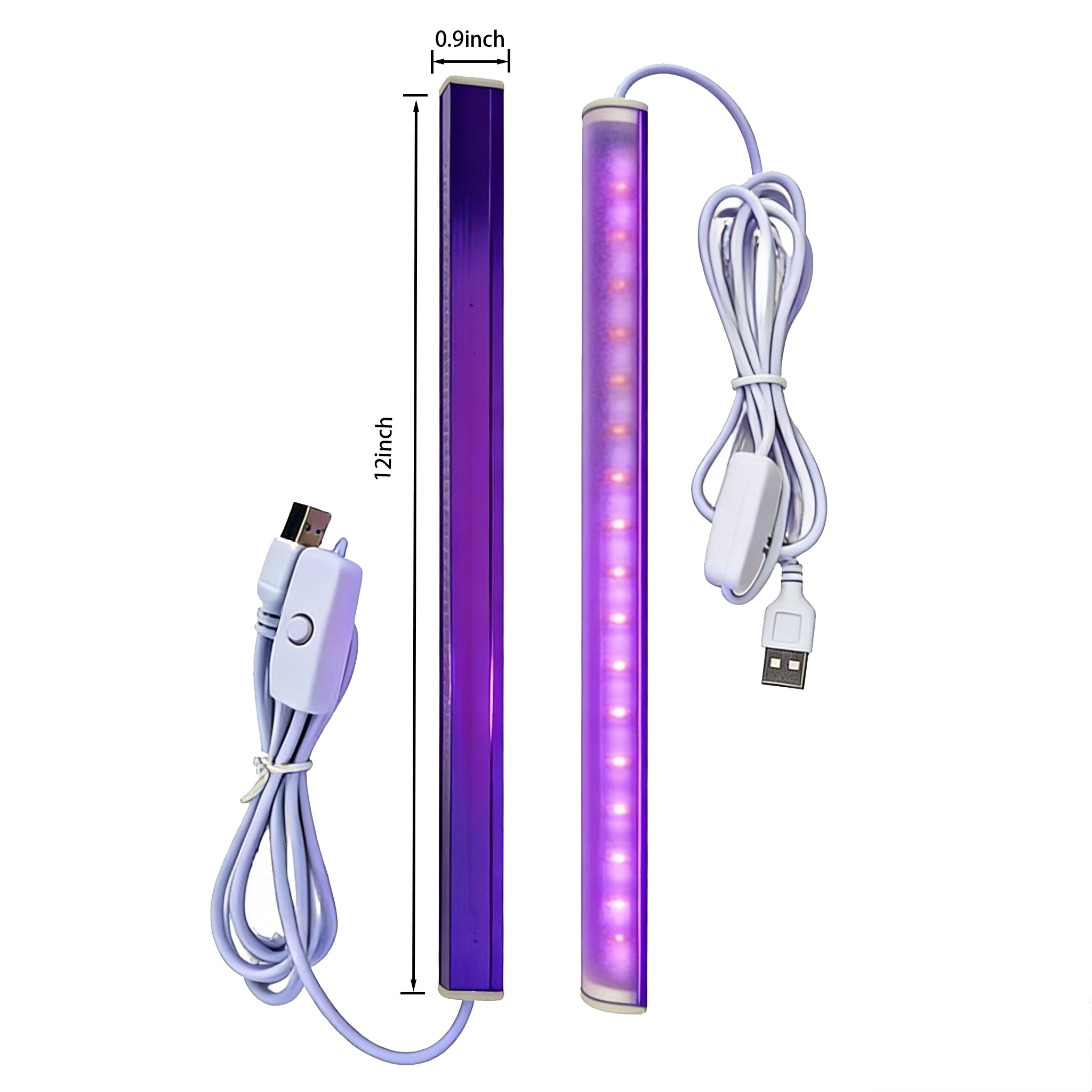2-Pack 12inch USB 395NM UV Black Light Bar, Magnetic LED Strip for Glow Party, Body Paint, Halloween, Club, Urine Detection – for Bars, Decor Enthusiasts, Contractors