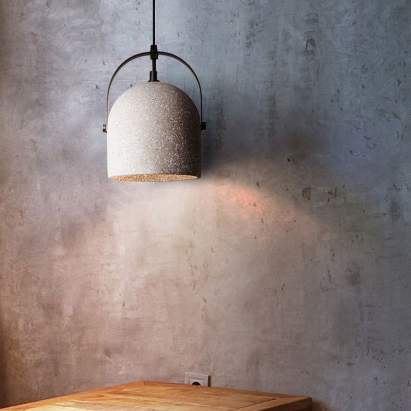 Concrete Cylinder 1-Light Pendant Light - Gray/White/Black Hanging Fixture