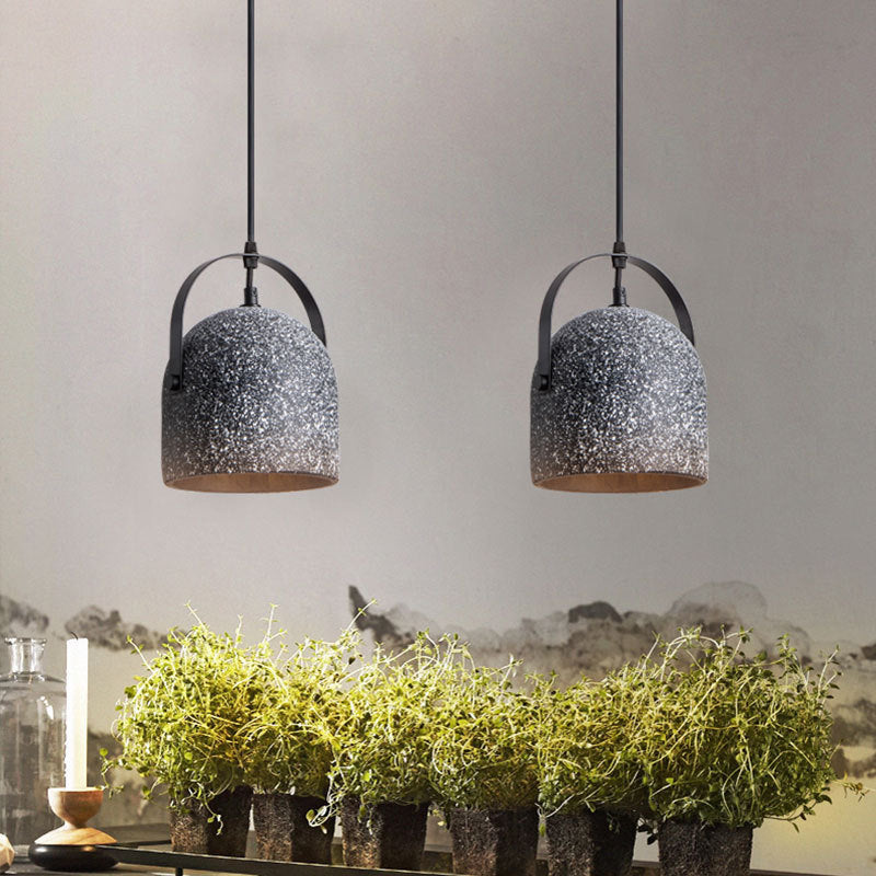 Concrete Cylinder 1-Light Pendant Light - Gray/White/Black Hanging Fixture