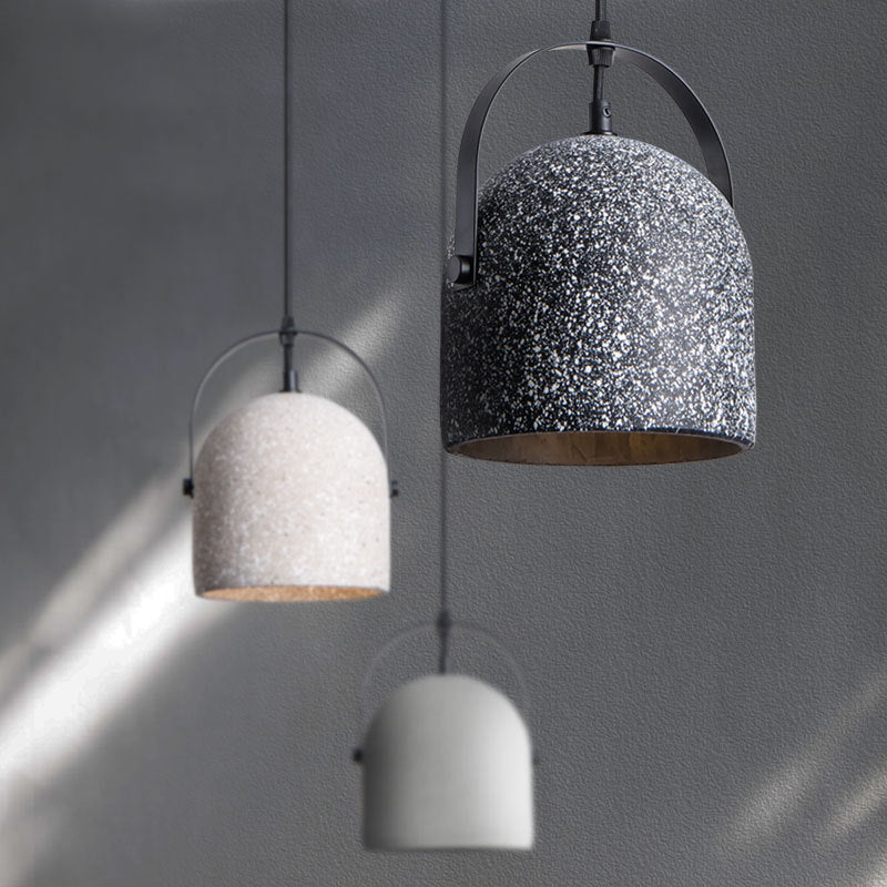 Concrete Cylinder 1-Light Pendant Light - Gray/White/Black Hanging Fixture
