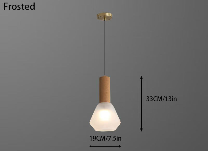 Luxury Copper & Wood Pendant Light: 1-Light Glass Jar Fixture with Cork Diamond Glass