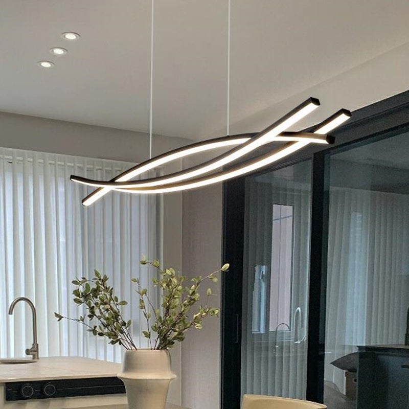 LED Dimmable Long Lines Chandelier for Dining Room