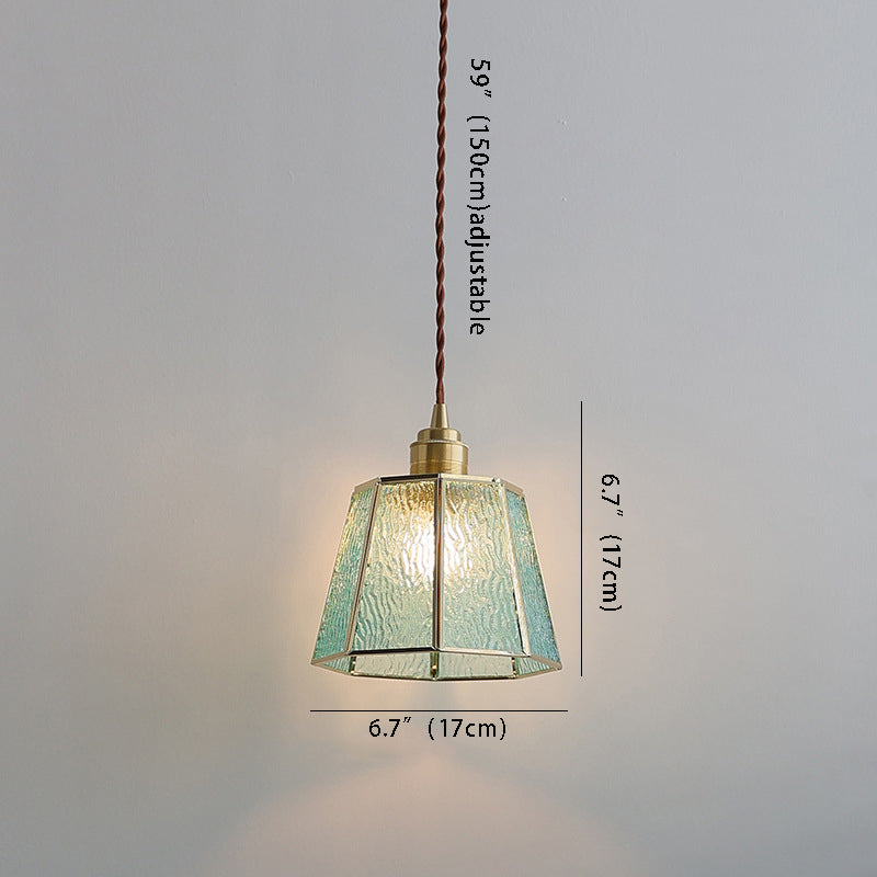 Adjustable Height Elegant Polygonal Pendant Light: Brass & Glass 4W LED