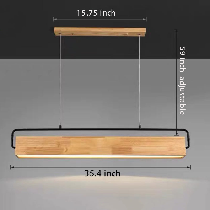 Rectangle Wooden LED Pendant Light for Dining Room