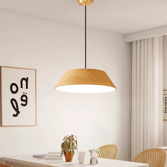 Japanese Style 15.74 Inch Round Wood LED Pendant Light