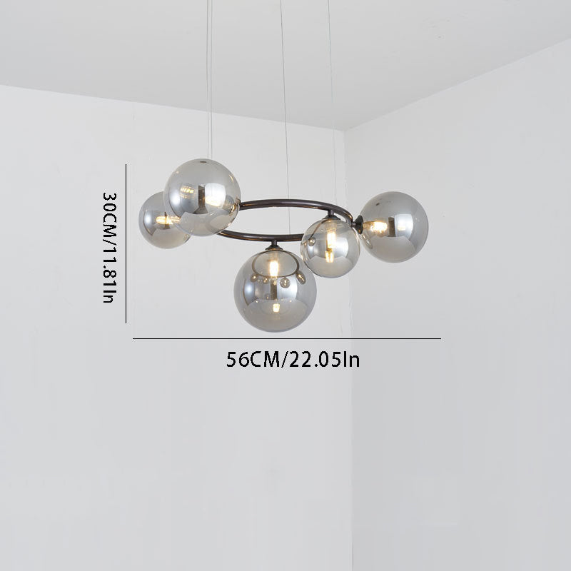 Floating Glass Orb Chandelier - 5/7/9-Light Modern Fixture with Adjustable Brightness