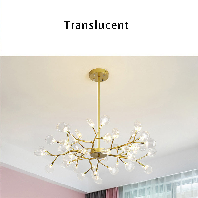 Modern LED Firefly Chandelier - Contemporary Sputnik Ceiling Light with Crystal Accents