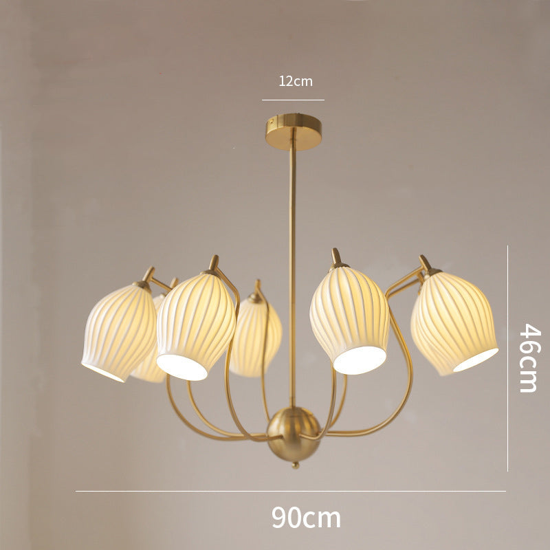 Modern Floral Ceramic Chandelier - 4/6/8 Light Warm White Ceiling Fixture