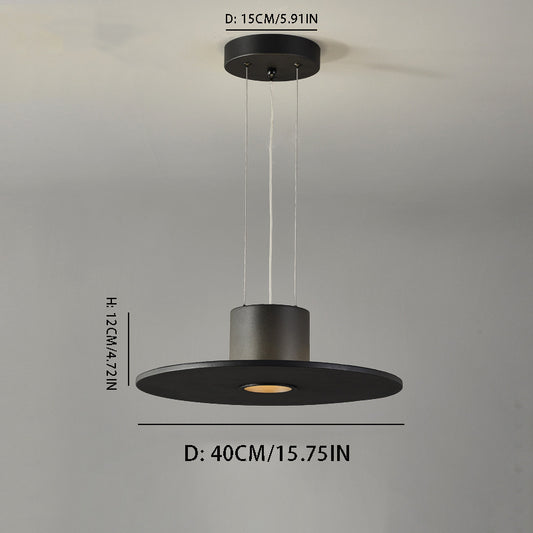 Round LED Pendant Light - Modern Flat Plate Hanging Lamp for Kitchen Island & Dining Room
