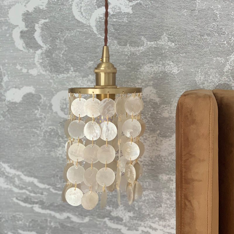 Elegant Tiered Seashell Pendant Light, Coastal Capiz Shell Chandelier