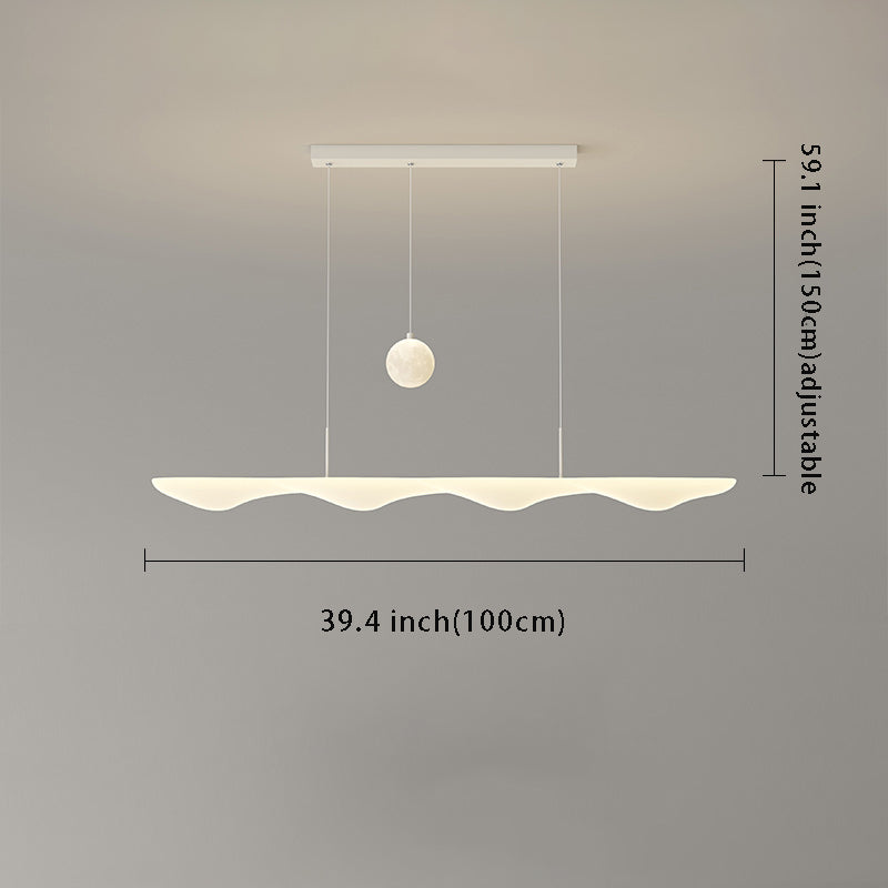 Modern Creative White Waves Moon Three Step Dimming Chandeliers
