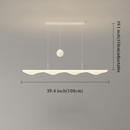 Modern Creative White Waves Moon Three Step Dimming Chandeliers