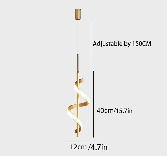 Spiral Strips Modern Black LED Pendant Light with Three-Step Dimming