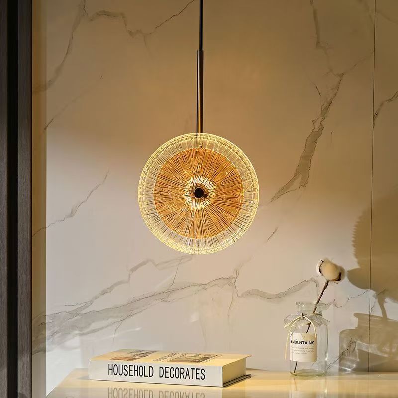 Modern 1 Light Crystal Glass Disc Pendant Light with LED