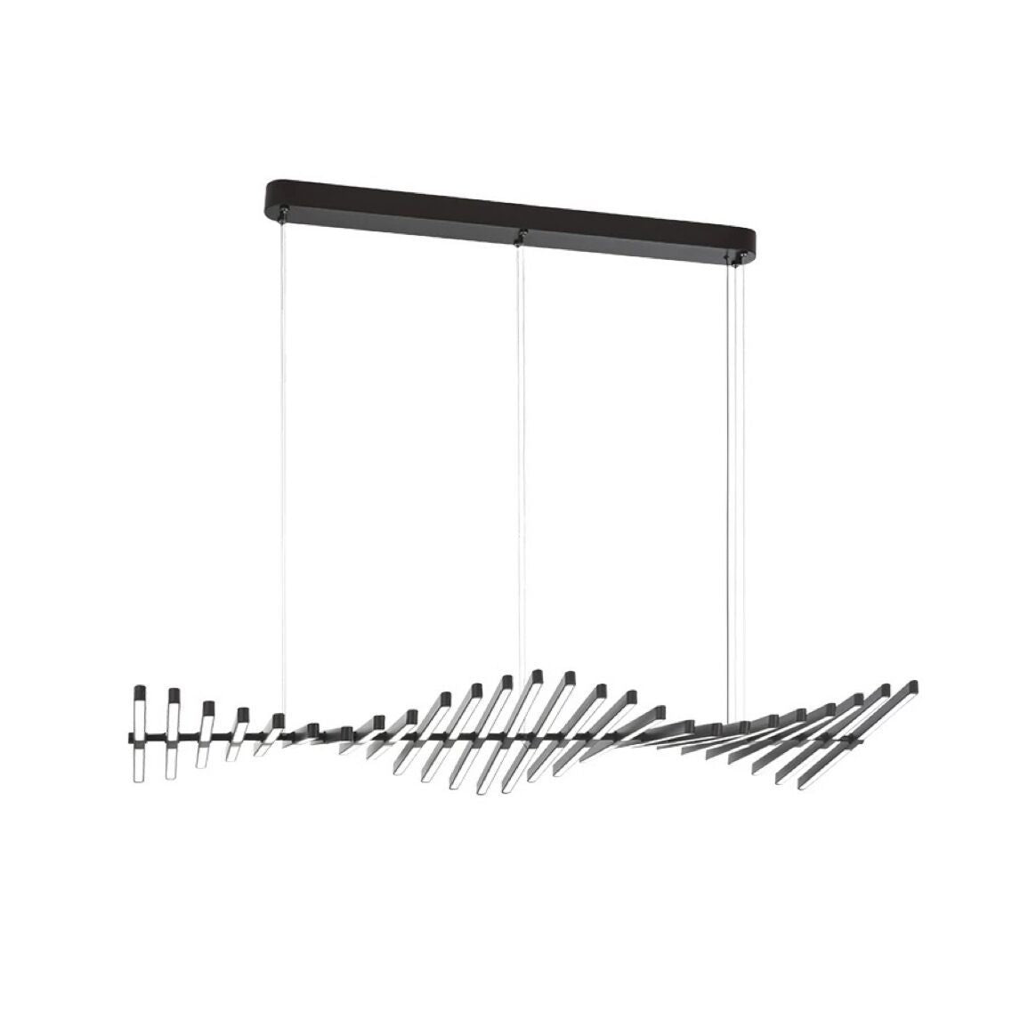 Modern Fishbone Chandelier - Scandinavian Wave-Inspired LED Pendant with Dimmable Lighting