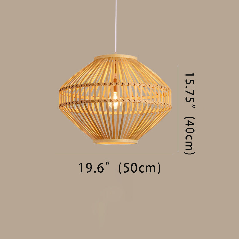Farmhouse Circular Diamond-Open Bamboo Pendant Lighting