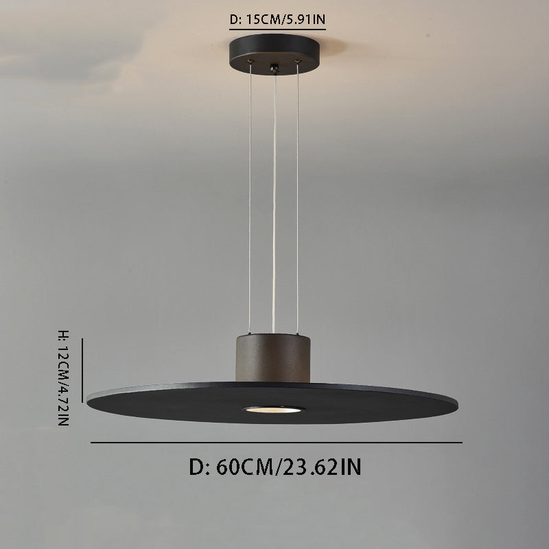 Round LED Pendant Light - Modern Flat Plate Hanging Lamp for Kitchen Island & Dining Room