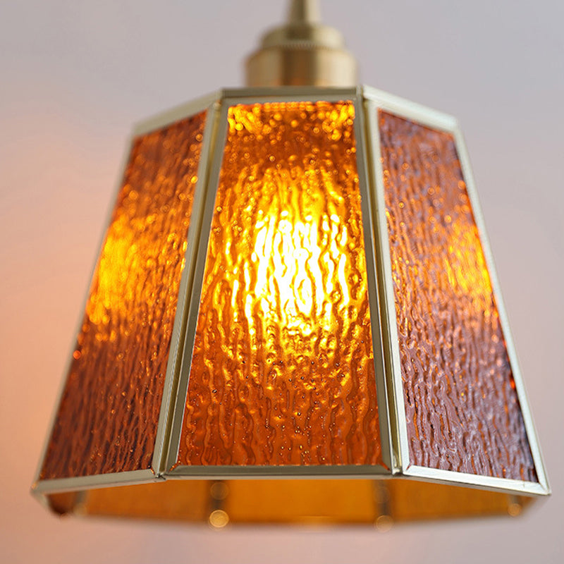 Adjustable Height Elegant Polygonal Pendant Light: Brass & Glass 4W LED