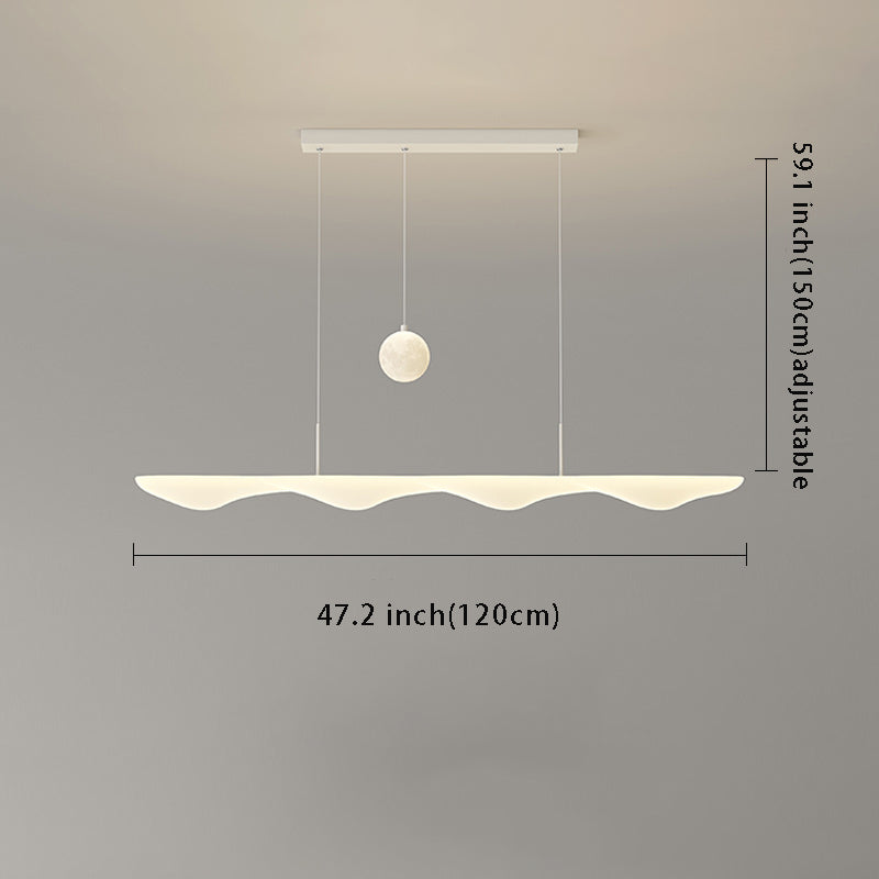 Modern Creative White Waves Moon Three Step Dimming Chandeliers