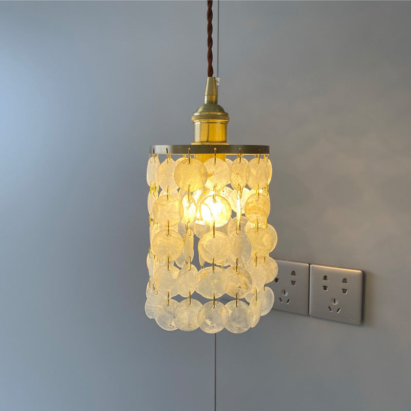 Elegant Tiered Seashell Pendant Light, Coastal Capiz Shell Chandelier